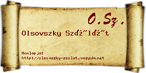 Olsovszky Szólát névjegykártya